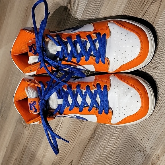 orange and white high top dunks